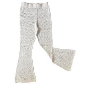 Sincerely Jules Women’s Crochet Pants Large Ivory Flare Festival Beach Boho MINT